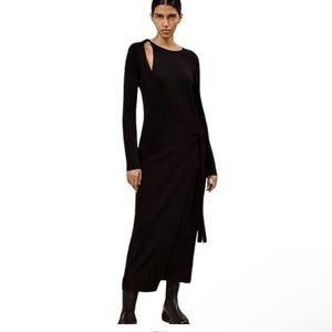 COS Asymmetric Knit Wrap Dress Cutout Accent